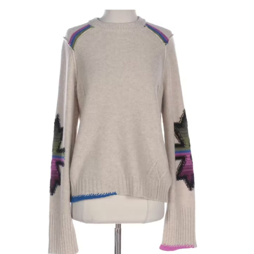 NWT Zadig & Voltaire Halton Intarsia-Knit cashmere jumper - Neutrals Sz L